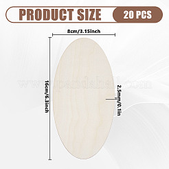 未完成の木片  木の切り欠き  オーバル  アンティークホワイト  160x80x2.5mm&nbsp;WOOD-WH0062-31A