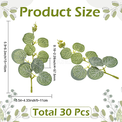 30Pcs Plastic & Polyester Artificial Eucalyptus Leaf&nbsp;AJEW-SC0031-61A