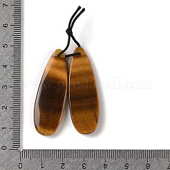 ナチュラルタイガーアイペンダント2個  宝石 チャーム  ティアドロップ  42x14x4mm  穴：1mm&nbsp;G-A228-03D