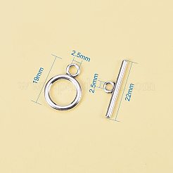 チベット銀マンテル留具セット  無鉛の  カドミウムフリーとニッケルフリー  アンティークシルバー  リング：19x14mm  バー：22x2mm  穴：2.5mm&nbsp;TIBE-PH0001-06AS-NR