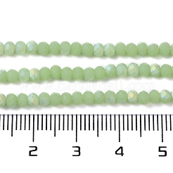 ジェイド風ガラスビーズ連売り  半分ABカラーメッキ  多面カット  艶消し  ロンデル  グリーン  3x2mm  穴：0.7mm  約135~140個/連  32~34cm&nbsp;X1-EGLA-A034-J2mm-MB01