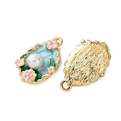 Light Gold Tone Alloy Enamel Pendants&nbsp;ENAM-B028-03KCG-01