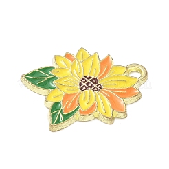 合金エナメルチャーム  花  オレンジ  19.5x16x1.5mm  穴：1.8mm&nbsp;ENAM-P258-02A-G