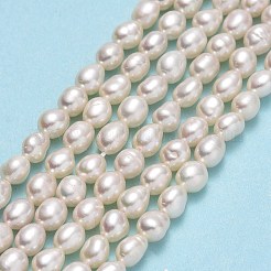 天然養殖淡水パールビーズ連売り  ライス  リネン  4~4.5x3~3.5mm  穴：0.5mm  約81~82個/連  14.57''（37センチメートル）&nbsp;PEAR-J006-07C