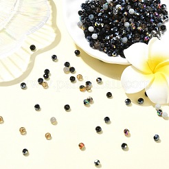 ガラスビーズ  多面カット  ロンデル  ブラック  4.5x3~4mm  穴：1mm  500個/セット&nbsp;GLAA-CJ0002-51E