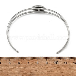 変色しにくい304ステンレススチールと天然パウアシェルを使用した女性用カフバングル  ラウンド  ステンレス鋼色  内径：2.01インチ（5.1cm）x2.56インチ（6.5cm）&nbsp;BJEW-JB14122-01