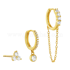 3Pcs Sterling Silver Three-Leaf Clover Earring Sets&nbsp;PO2620-1
