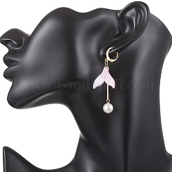 Glass & Cellulose Acetate(Resin) Beads Fishtail Dangle & Hoop Earring Sets&nbsp;EJEW-TA00791