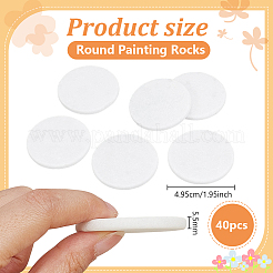 丸い絵の具の岩  ペイント用のDIY平らな石  ホワイト  49.5x5.5mm&nbsp;DIY-WH0899-989