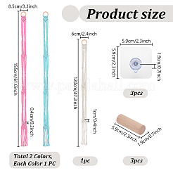 3個 3色コットン製木製壁掛け帽子ハンガー  木製フックハンガー3個付き  ミックスカラー  19~1550x60~85x4~19mm&nbsp;ODIS-PH0001-78
