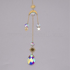 Moon & Sun Brass Handmade Wind Chimes&nbsp;HJEW-TAC0011-03