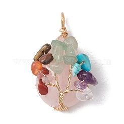 Natural & Synthetic Mixed Stone Copper Wire Wrapped Teardrop Pendants&nbsp;PALLOY-JF02846