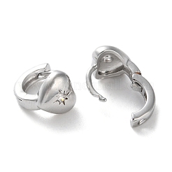 Brass Micro Pave Clear Cubic Zirconia Hoop Earrings&nbsp;EJEW-C121-12P