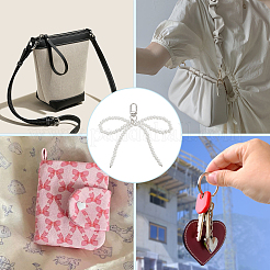 4Pcs Bowknot Plastic Imitation Pearl Pendant Decorations&nbsp;HJEW-BBC0001-08