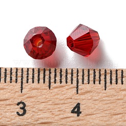 K9ガラス  模造オーストリアクリスタルビーズ  多面カット  双円錐形  暗赤色  6x6x6mm  穴：0.9mm&nbsp;GLAA-R001-08-05