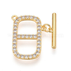 Brass Micro Pave Clear Cubic Zirconia Toggle Clasps&nbsp;KK-N254-74G