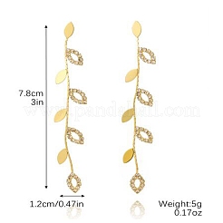 Cubic Zirconia Chains Tassel Earrings&nbsp;EJEW-P236-05G