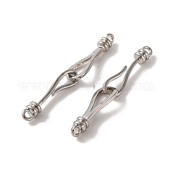 真鍮製S字クラスプ  カドミウムフリー＆ニッケルフリー＆鉛フリー  プラチナ  33mm  穴：1.4mm&nbsp;KK-U016-04P