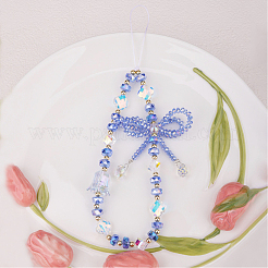 1Pc Bowknot Synthetic Quartz Bead Mobile Straps&nbsp;AJEW-BM0001-48B