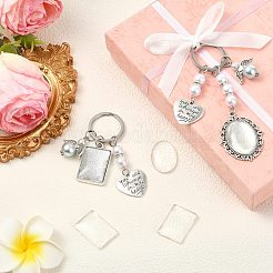 Alloy Blank Dome Photo Frame Oval & Rectangle Bridal Charm&nbsp;KEYC-CJ00008
