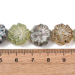 塗装ガラスビーズ連売り  花  ミックスカラー  14.5x6.5mm  穴：1.2mm  約25個/連  13.58''（34.5センチメートル）&nbsp;GLAA-B037-12A-12A