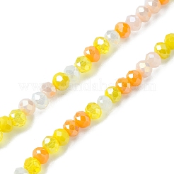 電気メッキガラスビーズセット  多面カット  ロンデル  オレンジ  4.5x3.5mm  穴：1mm  約140~143個/連  18.90インチ〜19.29インチ（48cm〜49cm）&nbsp;EGLA-yw0002-C04