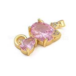 Rack Plating Brass Micro Pave Cubic Zirconia Pendants&nbsp;KK-U035-10G