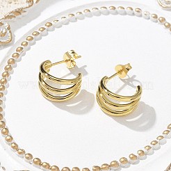 304 Stainless Steel Triple C-Shaped Stud Earrings for Women&nbsp;EJEW-C096-68G-01