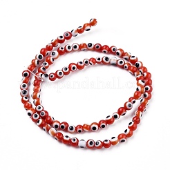 Handmade Evil Eye Lampwork Round Bead Strands&nbsp;X-LAMP-L055-4mm-10