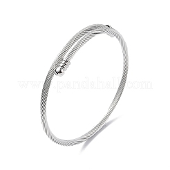 Tarnish Resistant 304 Stainless Steel Open Cuff Bangle with Oval Beaded&nbsp;BJEW-C031-01P
