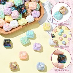 50個 10色UVメッキ不透明アクリルビーズ  虹色の  ニンジンとウサギのカメラ  ミックスカラー  19x20x13mm  穴：2.2mm5本/色&nbsp;PACR-CJ0001-47