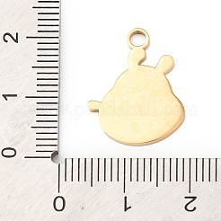 304ステンレスペンダント  葉っぱのチャームが付いたウサギ  エナメル  ゴールドカラー  19.5x15x1.5mm  穴：2.5mm&nbsp;STAS-A125-14G