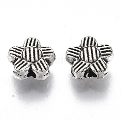 チベット風合金ビーズ  カドミウムフリー＆鉛フリー  花  アンティークシルバー  7.5x8x3.5mm  穴：1.2mm  約713個/430g&nbsp;LS-TIBE-R317-091AS-LF