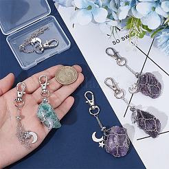 6Pcs 3 Styles Moon & Star Alloy Swivel Lobster Claw Clasps & Brass Cable Chains&nbsp;AJEW-UN00041