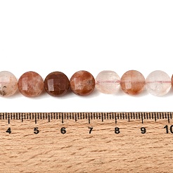 天然の赤いウサギの毛とルチルクォーツのビーズの連  多面カットフラットラウンド  10x6~6.5mm  穴：0.8mm  約39個/連  14.96''（38センチメートル）&nbsp;GG-CBA4808-D01-01
