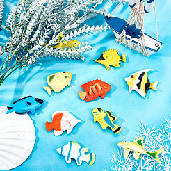 プラスチック人工熱帯魚のおもちゃ  海の動物のおもちゃの盛り合わせ  子供用  ミックスカラー  29.2~55x53~65x6.2~11mm&nbsp;AJEW-WH0021-19