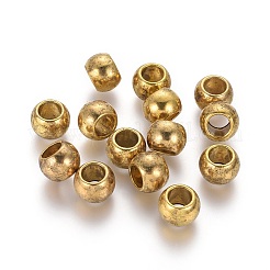 大穴ビーズ  合金ヨーロピアンビーズ  鉛フリー及びカドミウムフリー  ラウンド  アンティーク黄金  約8.5mm長  11.5 mm幅  穴：6.5mm&nbsp;GLF9698Y