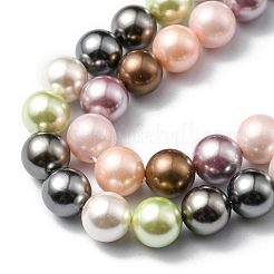 シェルパールカラフルビーズ連売り  ラウンド  ミックスカラー  8mm  穴：0.8mm  約24~25個/連  7.7インチ（19.75cm）&nbsp;BSHE-F013-14M-8mm