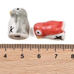 手作りの陶器ビーズ  ファミーユは磁器バラ  ペンギン  ミックスカラー  約20mm長  10 mm幅  厚さ11.5mm  穴：1.5mm&nbsp;X-CF331Y-M