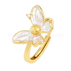 Brass Micro Pave Cubic Zirconia Adjustable Ring Components&nbsp;KK-CBAC351-04G