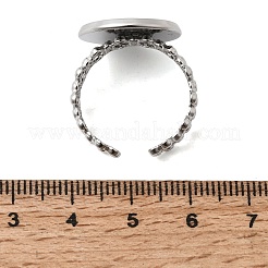 Hollow Flower 304 Stainless Steel Cuff Ring Components&nbsp;STAS-P454-03E-P