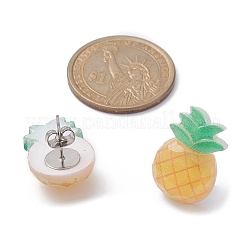 樹脂フルーツスタッドピアス  304ステンレススチールジュエリー  混合図形  18.5~22.5x15~22mm&nbsp;EJEW-JE05285