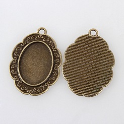 Vintage Tibetan Style Alloy Pendant Cabochon Bezel Settings&nbsp;TIBEP-M018-51AB-NF