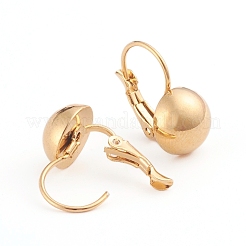 304ステンレススチールフレンチフックピアス  半円  ゴールドカラー  19x12mm  ラウンド前半：10mm  ピン：0.7mm  12のペア/ボード&nbsp;EJEW-L232-038D-G