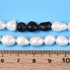 Natural Ice Obsidian Nuggets & Natural Cultured Freshwater Pearl Beads Strands&nbsp;PEAR-N023-01A-06