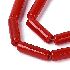 オペークソリッドカラーガラスビーズ連売り  ラッパ  レッド  12.5~13x4~4.5mm  穴：0.6~0.9mm  約28~29個/連  14.57~15.16インチ（37~38.5cm）&nbsp;X-GLAA-N070-01A-C01