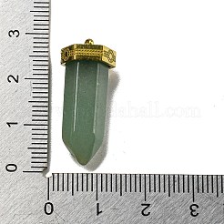 天然の緑のアベンチュリンはペンダントを指摘  ファセット加工された弾丸チャーム、金メッキの 304 ステンレススチール製金具  26~26.5x11.5x10mm  穴：1.4mm&nbsp;STAS-K273-03G-03