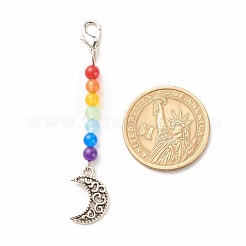 Chakra Theme Natural & Dyed Malaysia Jade Beaded Pendant Decorations&nbsp;HJEW-JM00641-04
