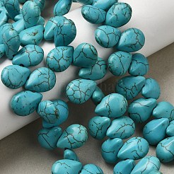 合成ターコイズビーズ  染め  ドロップ  ターコイズ  13x10mm  穴：1mm  約1200個/キログラム&nbsp;TURQ-13X10-159