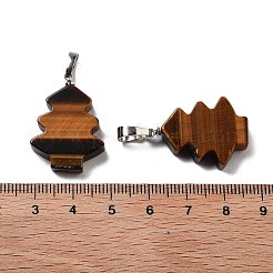 天然石ミックスストーンペンダント  クリスマスツリーチャーム、ラックメッキ真鍮スナップオンベイル付き  プラチナ  27x20x5mm  穴：8x5mm&nbsp;G-A203-01-P